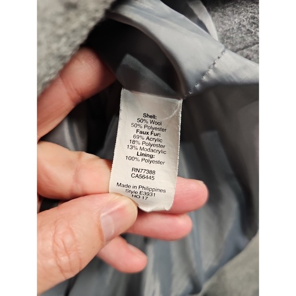 J.Crew Vail Faux Fur Trim Hooded Wool Blend Coat Womens 6 Grey E3931 - Picture 6 of 11